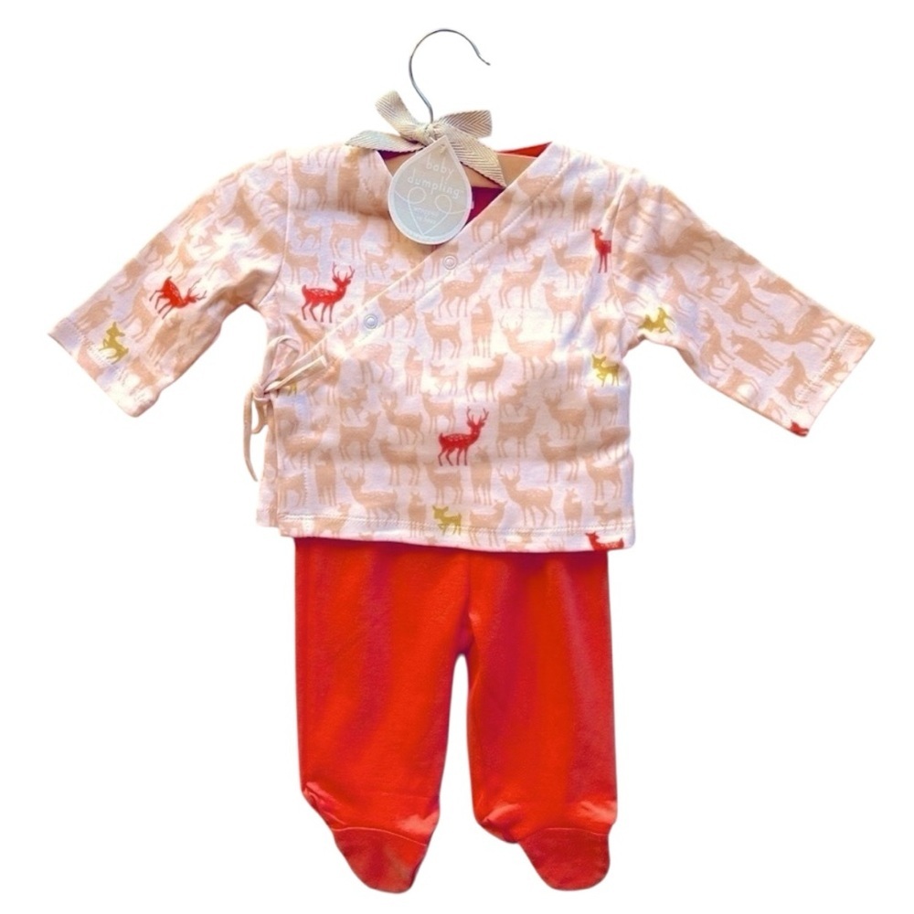 Baby Dumpling Orange/Coral Print Footed Outfit - Perfect for the Holidays!